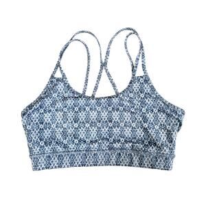 GAIAM Shine medium-impact yoga sports bra in a blue patterned Small